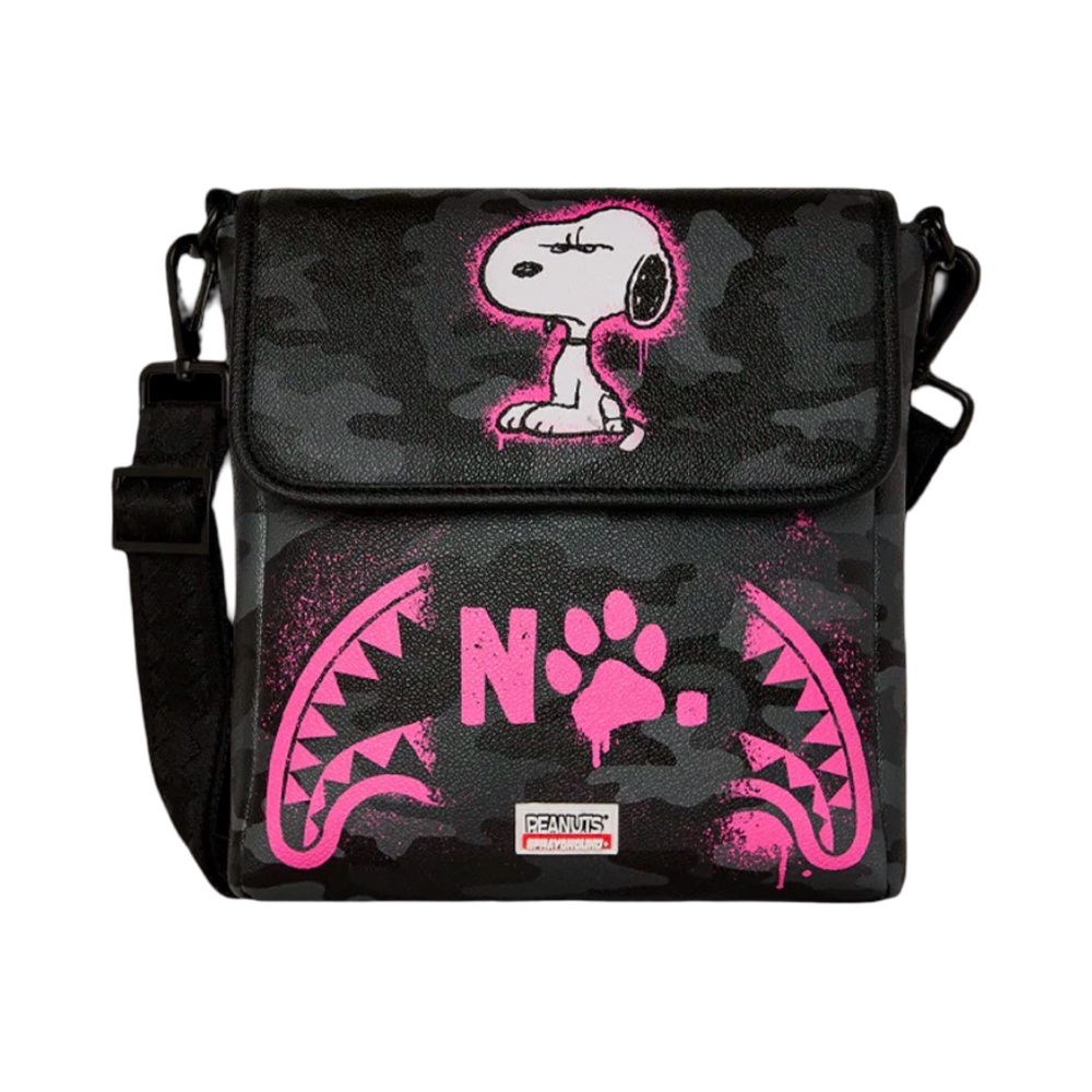 Sprayground x Peanuts Snoopy That’s A No No Black Camo Messenger Sling Crossbody